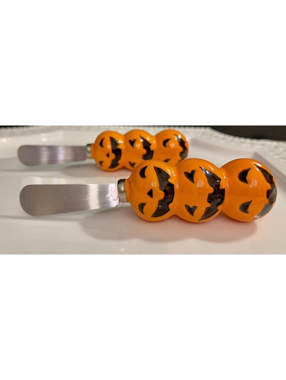 Upware Halloween / Pumpkin /jack-o-lantern Lot Of 2 Cheese Or Butter Spreaders